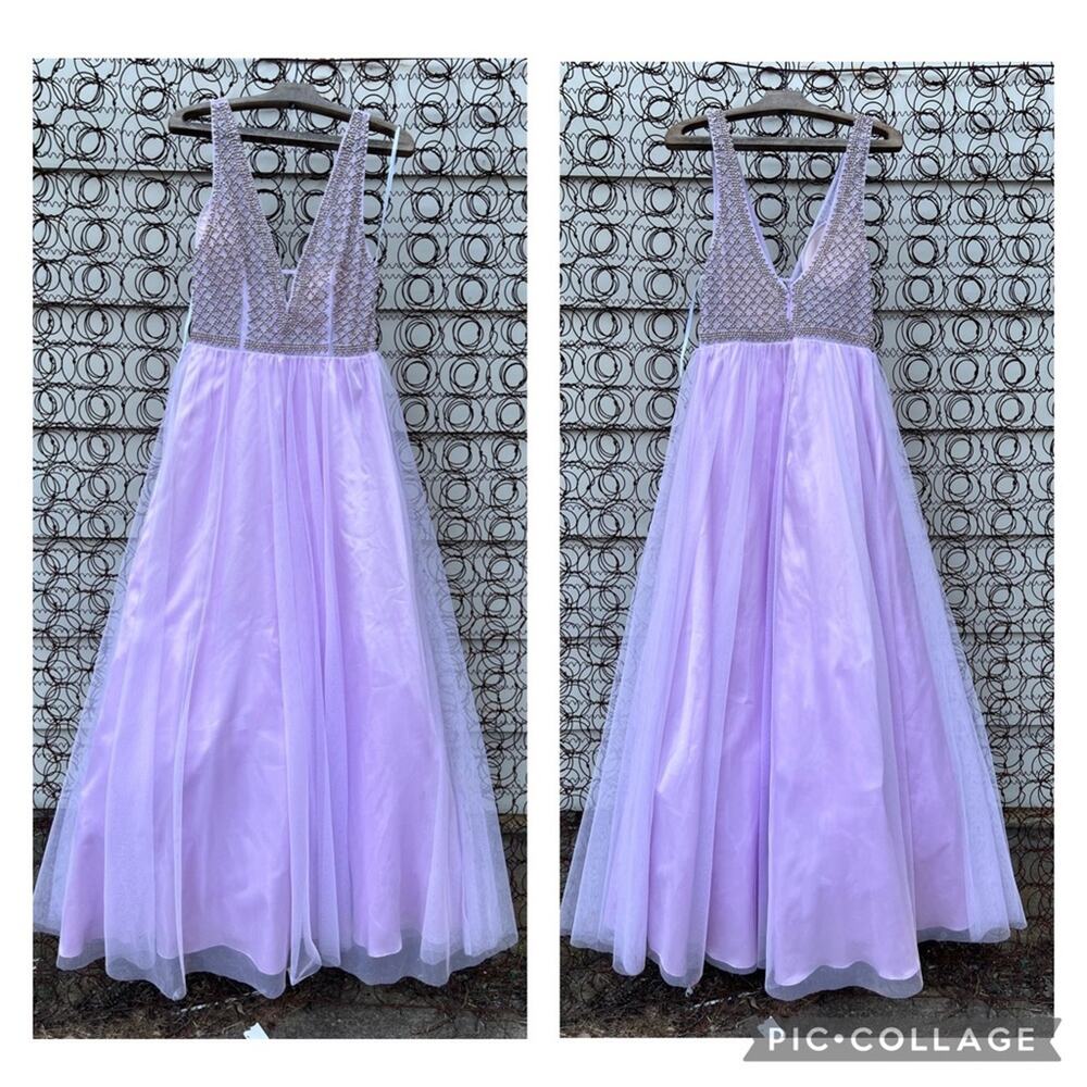 gianni bini lilac purple beaded bodice tulle skirt prom dress Size 11